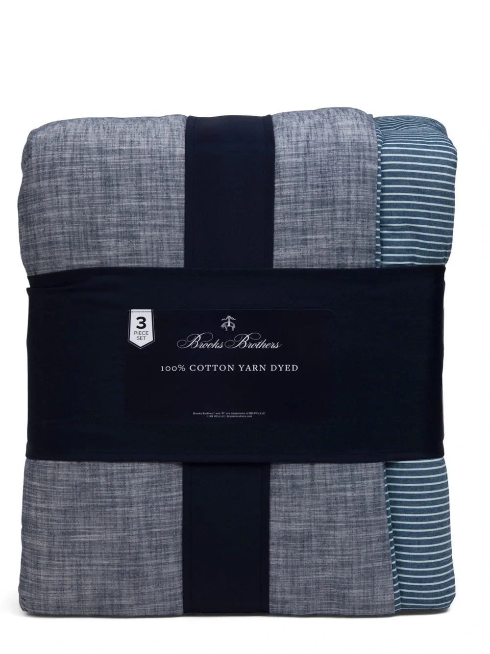 BROOKS BROTHERS 3pc‎ reversible denim striped comforter set